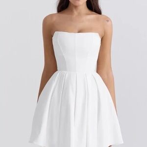 House of CB White Strapless Pleated Mini Dress - Emmanuela
